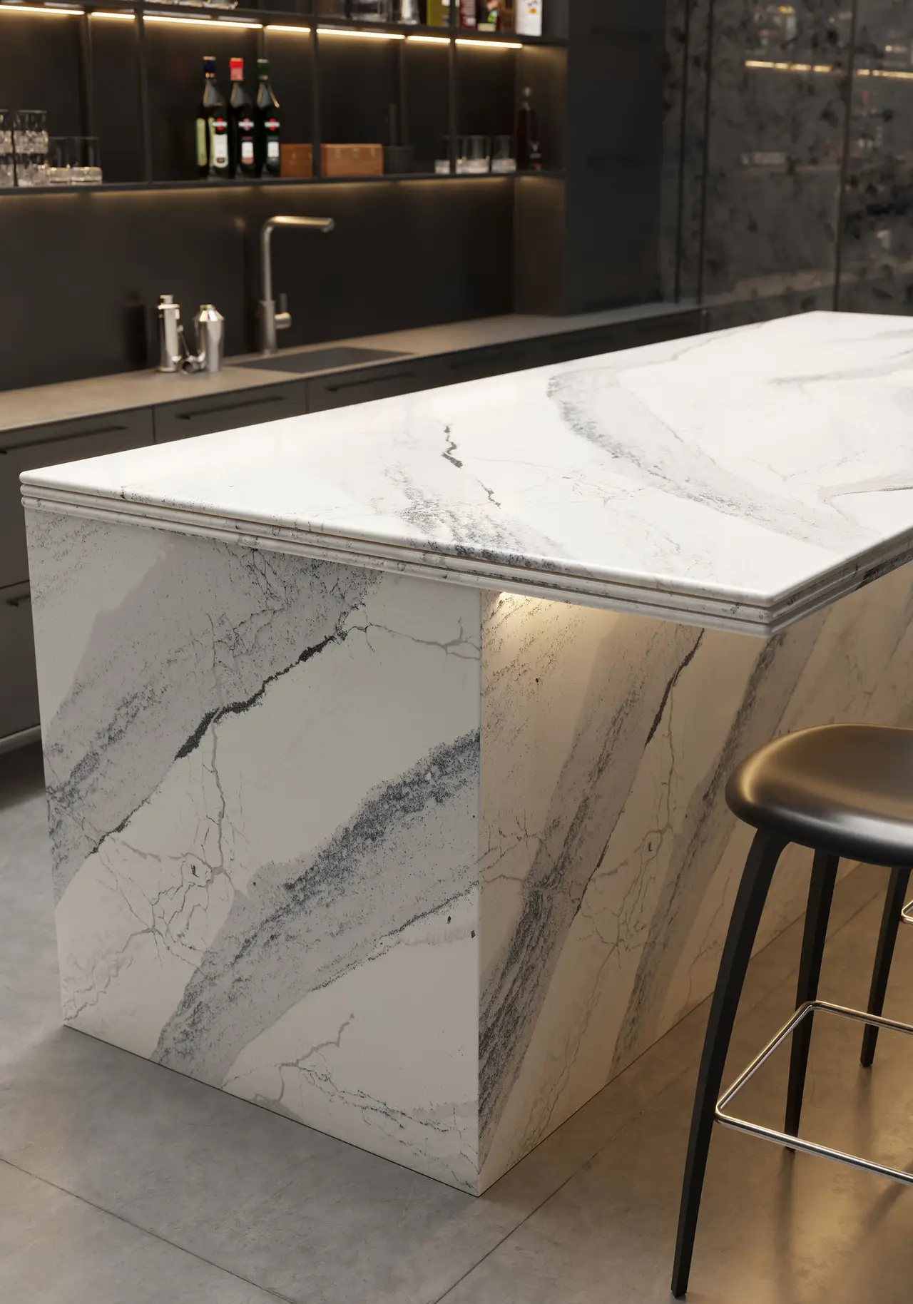 シルバースタイン CRYO X Platinam Windsor Steel Satin Ridge™ - Cambria® Quartz Designs