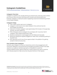 Instagram Guidelines | Cambria Partners
