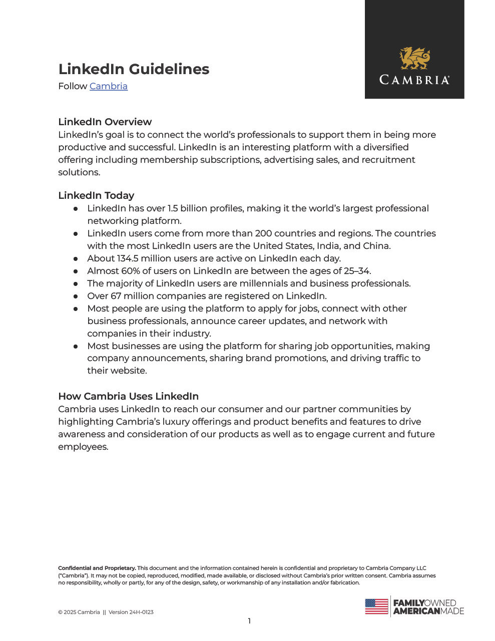 LinkedIn Guidelines | Cambria Partners