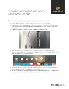 Showroom TV Image and Video Loop Instructions