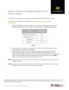 Backlighting Cambria - Aspect LED Panel Technical Guideline