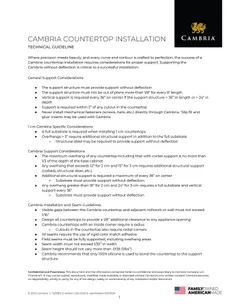 Cambria Countertop Installation Technical Guideline