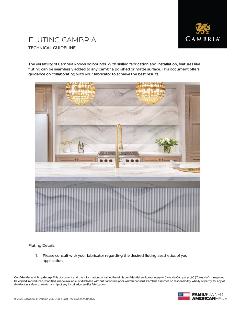 Fluting Cambria Technical Guideline
